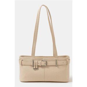 Fame Belt Strap Textured Faux Leather Shoulder Bag‎